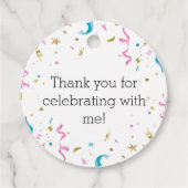 Roze en Aqua Glitter Confetti Bedankjes Labels (Achterkant)