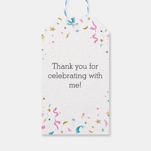 Roze en Aqua Glitter Confetti Cadeaulabel (Achterkant)