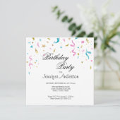 Roze en Aqua Glitter Confetti Invitation (Staand voorkant)