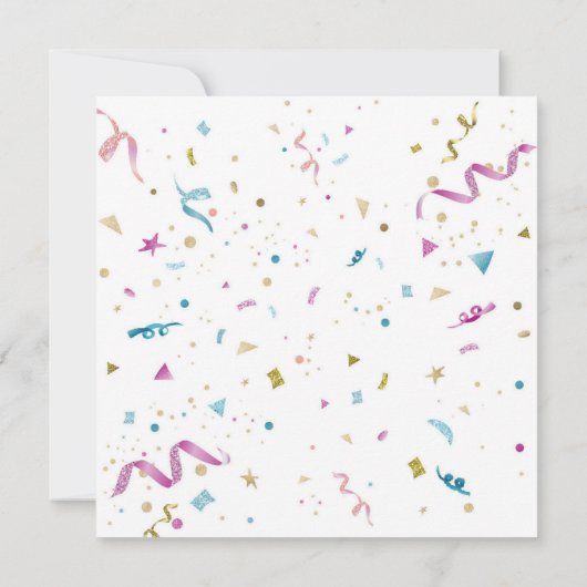 Roze en Aqua Glitter Confetti Invitation (Achterkant)