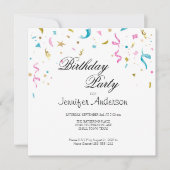Roze en Aqua Glitter Confetti Invitation (Voorkant)