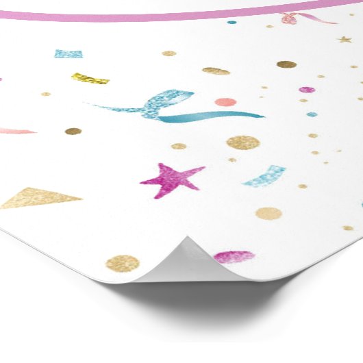 Roze en Aqua Glitter Confetti Poster (Hoek)