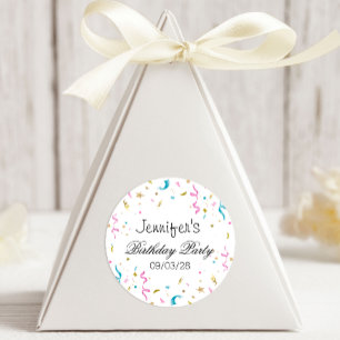 Roze en Aqua Glitter Confetti Ronde Sticker