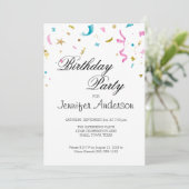 Roze en Aqua Glitter Confetti Uitnodiging (Staand voorkant)