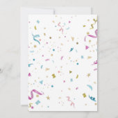 Roze en Aqua Glitter Confetti Uitnodiging (Achterkant)