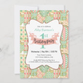 Roze en Aqua hete luchtballonnen verjaardagsfeestj Kaart (Voorkant)