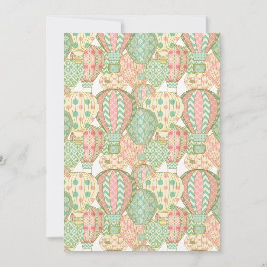 Roze en Aqua hete luchtballonnen verjaardagsfeestj Kaart (Achterkant)