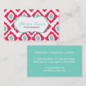 Roze en Aqua Ikat Pattern Visitekaartje (Voorkant / Achterkant)