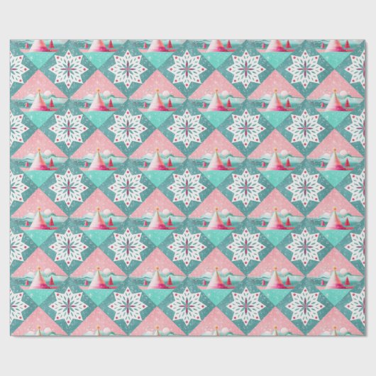 Roze en aqua kerst cadeaupapier (Vlak)