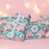 Roze en aqua kerst cadeaupapier