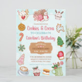 Roze en Aqua Kerstkoekjes en Cacaoverjaardag Kaart (Staand voorkant)