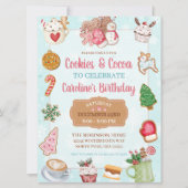 Roze en Aqua Kerstkoekjes en Cacaoverjaardag Kaart (Voorkant)