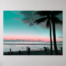 Roze en Aqua Lucht Hawaii Strand Poster