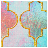 Roze en Aqua Maroccan patroon Stof (Close Up)