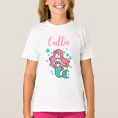 Roze en Aqua Mermaid Gepersonaliseerd Naam met Nar T-shirt (Voorkant)