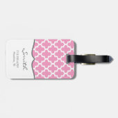 Roze en Aqua Modern Moroccan Custom Monogram Bagagelabel (Achterkant horizontaal)