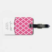 Roze en Aqua Modern Moroccan Custom Monogram Bagagelabel (Achterkant horizontaal)