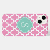 Roze en Aqua Modern Moroccan Custom Monogram Case-Mate iPhone Case (Achterkant (horizontaal))