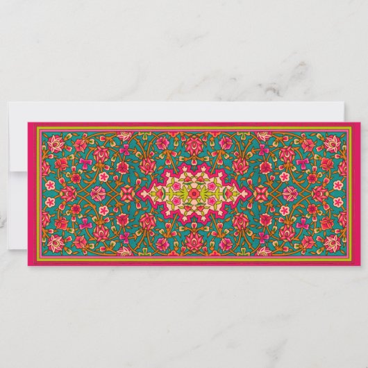 Roze en Aqua Moroccan Wedding Invitation Kaart (Voorkant)