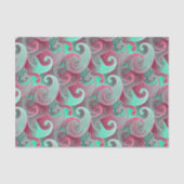 Roze en Aqua Paisley Damask Pattern Tissuepapier (Voorkant)