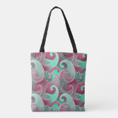 Roze en Aqua Paisley Patroon met Monogram Tote Bag (Achterkant)