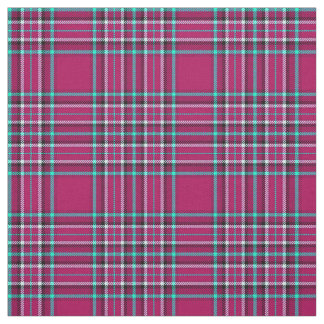 Roze en Aqua plaid, met witte/zwarte streep Stof