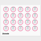 Roze en Aqua Polka Dot Oh Meisje Baby shower Ronde Sticker (Vel)