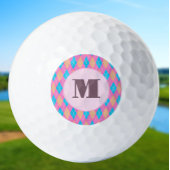 Roze en Aqua preppy argyle aangepaste monogram dam Golfballen