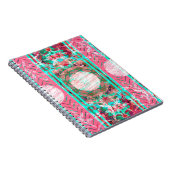 Roze en Aqua Shabby Chic Boho Victoriaans Floral Notitieboek (Rechterzijde)