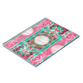 Roze en Aqua Shabby Chic Boho Victoriaans Floral Notitieboek (Linkerzijde)
