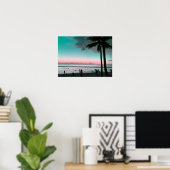 Roze en Aqua Sky Hawaii Beach Poster (Thuiskantoor)