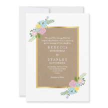 Roze en aqua vintage, kraftpapier bruiloft