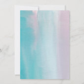 Roze en Aqua Waterverf Wedding Invite Kaart (Achterkant)