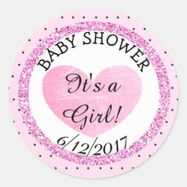 Roze en B|Geen Baby shower ticker Ronde Sticker