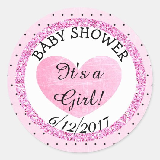 Roze en B|Geen Baby shower ticker Ronde Sticker (Voorkant)