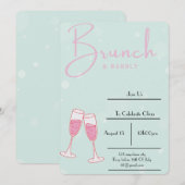 Roze en Baby Blue Bruids Douche Uitnodiging (Voorkant / Achterkant)