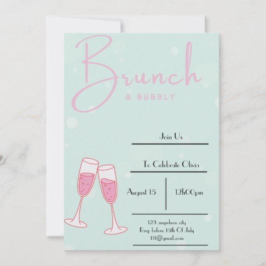 Roze en Baby Blue Bruids Douche Uitnodiging (Voorkant)