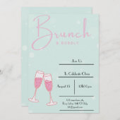 Roze en Baby Blue Bruids Douche Uitnodiging (Voorkant / Achterkant)