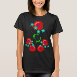 Roze en babyblauwe bloemen bloemrijke LBD T-shirt
