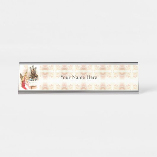 Roze en beest bureau naambordje (Voorkant)