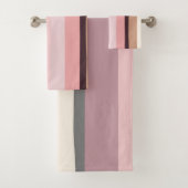 Roze en Beige Abstracte Strepen Bad Handdoek (Insitu)
