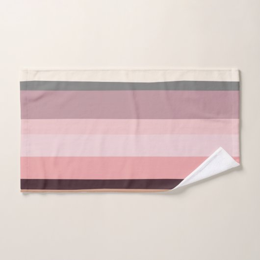 Roze en Beige Abstracte Strepen Bad Handdoek (Handdoek)
