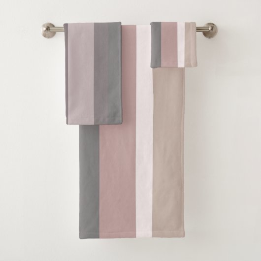 Roze en Beige Abstracte Strepen Bad Handdoek (Insitu)