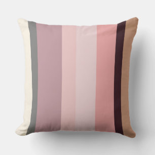 Roze en Beige Abstracte Strepen Kussen