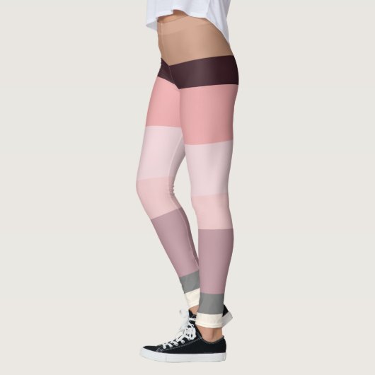 Roze en Beige Abstracte Strepen Leggings (Links)