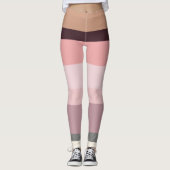 Roze en Beige Abstracte Strepen Leggings (Voorkant)