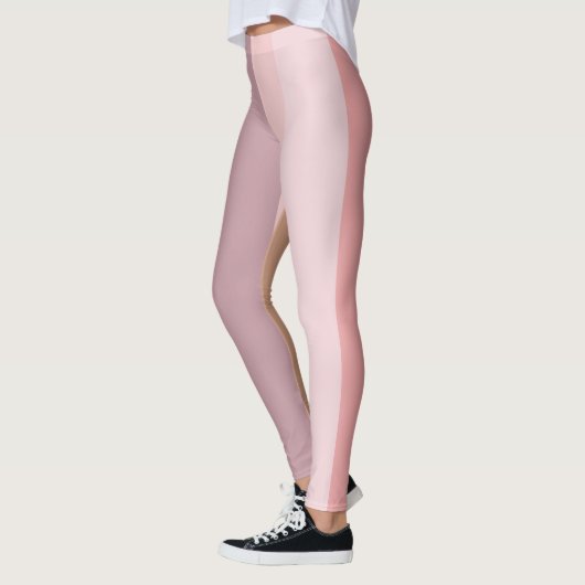 Roze en Beige Abstracte Strepen Leggings (Links)