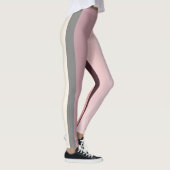 Roze en Beige Abstracte Strepen Leggings (Rechts)