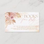 Roze en Beige Boho Pampas Boeken voor Baby shower Informatiekaartje (Voorkant)