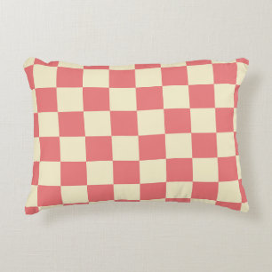 Roze en beige checkboard accent kussen